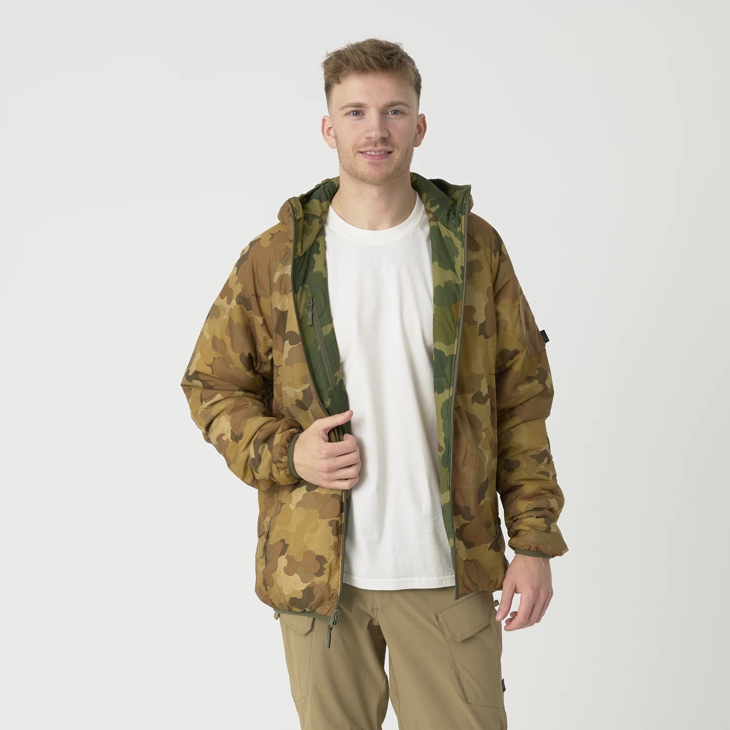 Helikon-Tex Wolfhound Obojstranná bunda Windpack, Mitchell Camo Leaf/Mitchell Clouds – detail 3