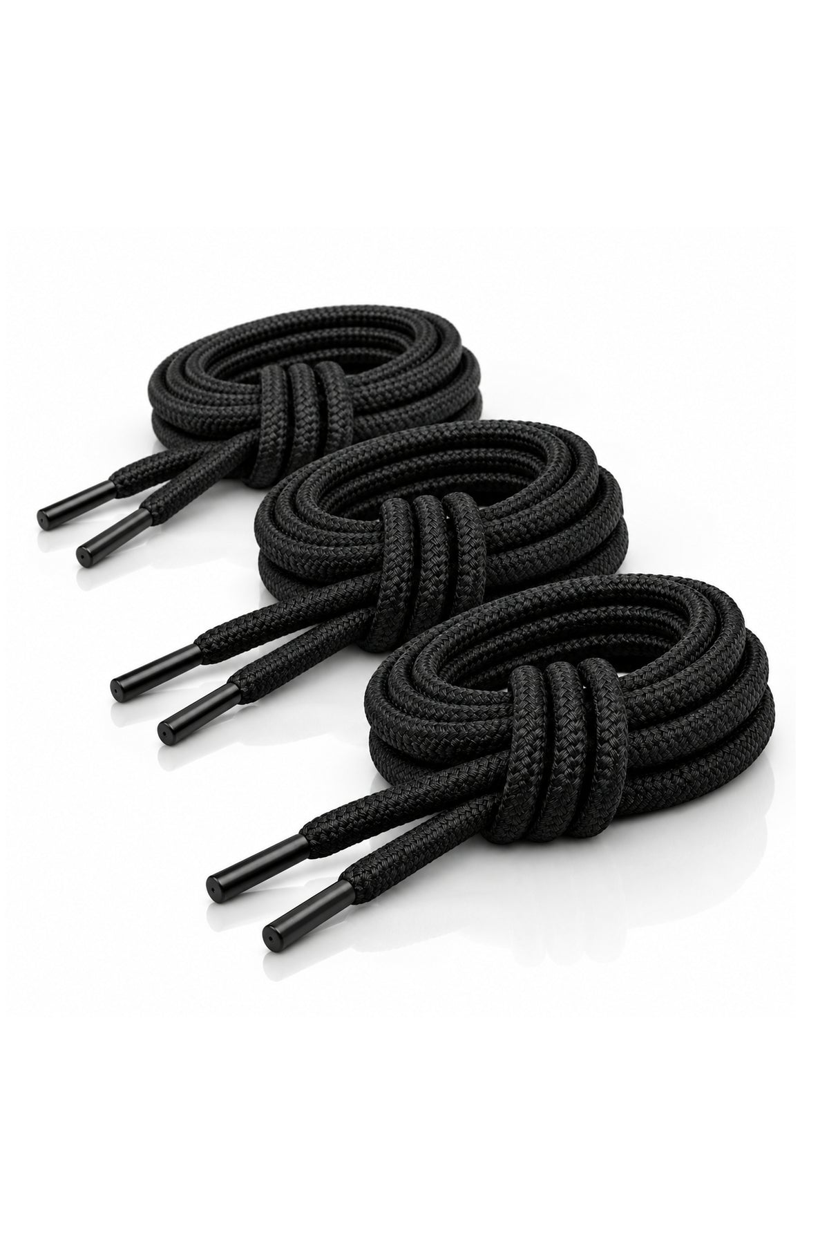 WARAGOD Warstrap Round Schnürsenkel Set 3 Stk., schwarz