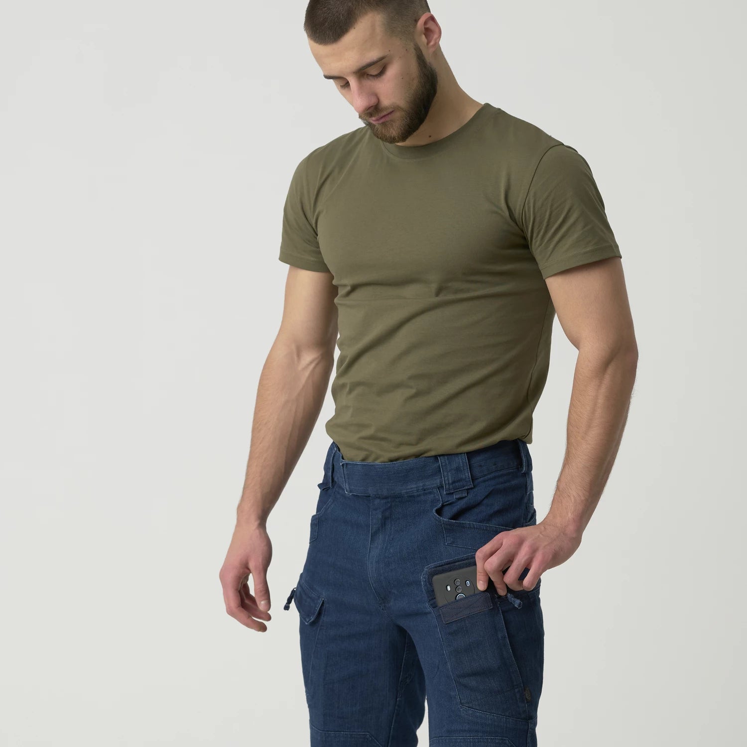 Helikon-Tex UTS krátke nohavice taktické 11'' Denim Stretch, Marine Blue – detail 3