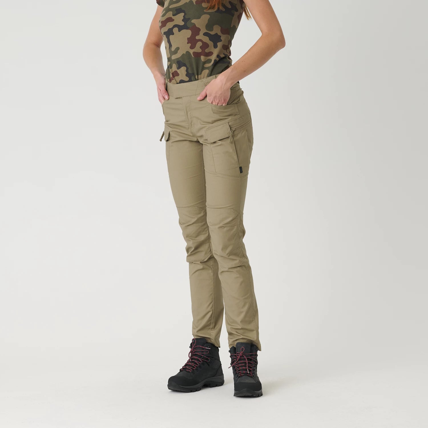 Helikon-Tex UTP Resized mestské nohavice dámske taktické PolyCotton Ripstop, Khaki – detail 1