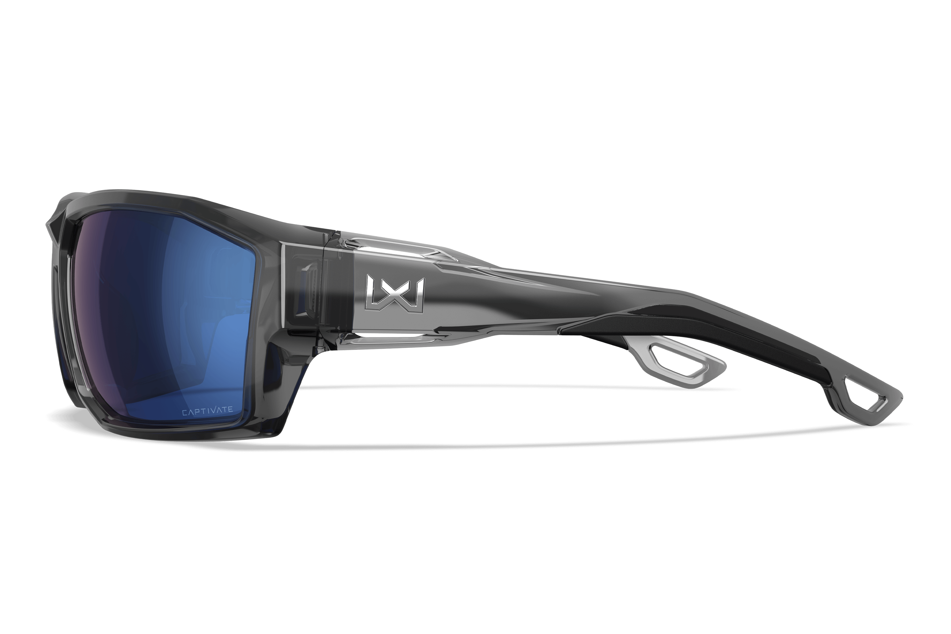 Wiley X Alpine Ballistic Sunglasses, Gloss Crystal Grey / CAPTIVATE Polarized Blue Mirror