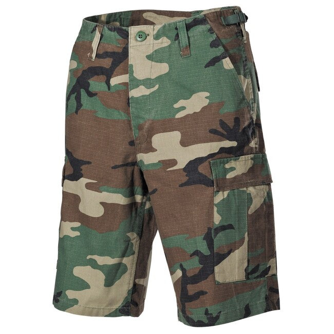 MFH BDU Shorts Rip-Stop, Woodland Stonewashed