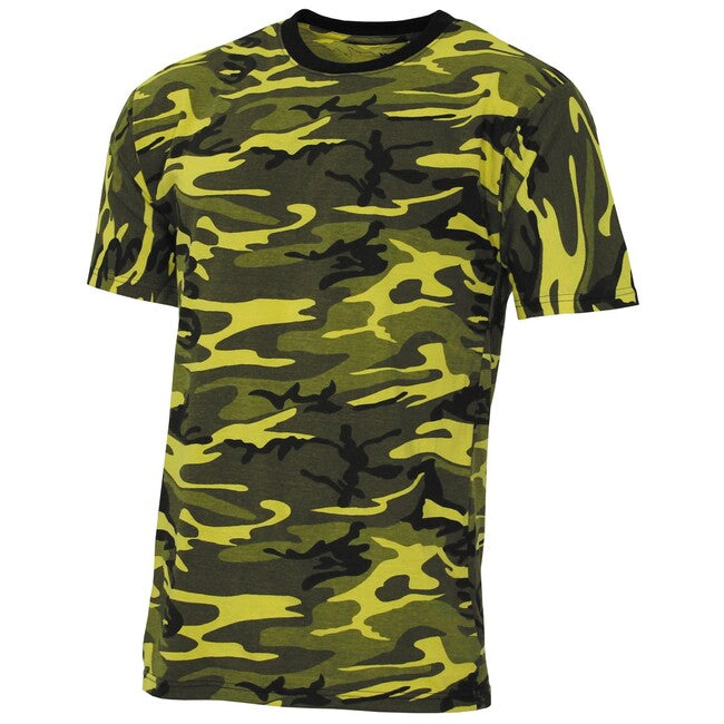 MFH American Streetstyle T-shirt mit kurzen Ärmeln, gelb-camo