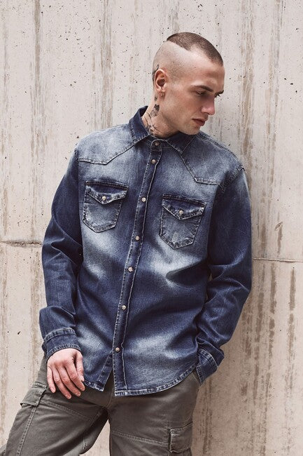 Brandit Riley denim-hemd, grau