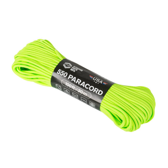 Atwood® 550 paracord-seil (100 ft / 30 m) - neongrün (55024CB)