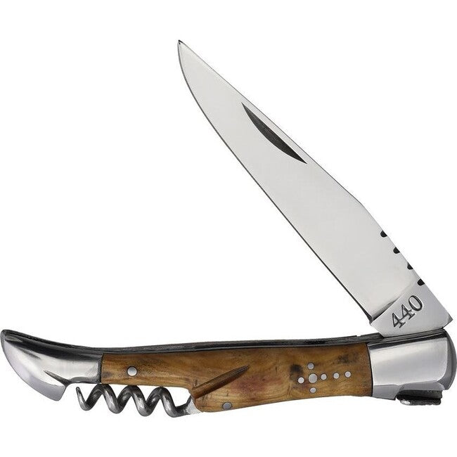 Baladeo DUB1045 taschenmesser mit Korkenzieher, Klinge 11 cm, Stahl 440, Griff aus Olivenholz