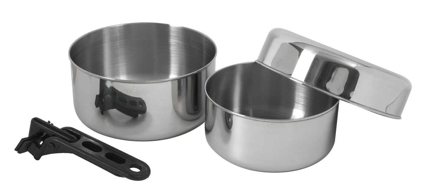 BasicNature Biwak 1 kochset aus edelstahl mit abs-griff