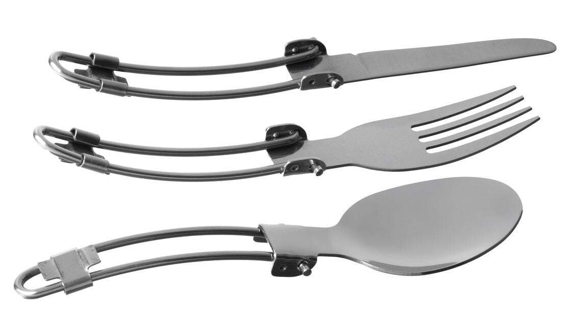 BasicNature MiniTrek edelstahl-klappbesteck-set mit nylon-tasche
