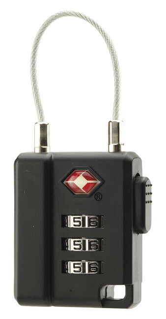 BasicNature TSA-Zahlenschloss mit kabel, schwarz