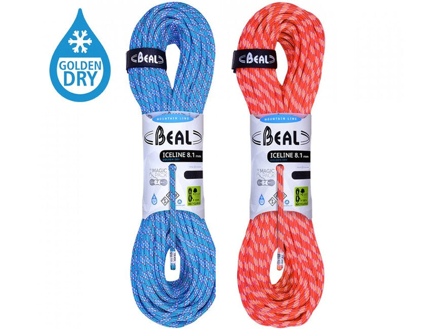 Beal Ice Line Halbkletterseil 8,1 mm 2 × 50 m, smaragd / orange