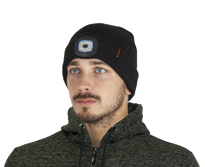 BENNON Lumos mütze mit led-taschenlampe usb led, schwarz