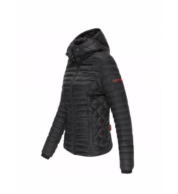 Marikoo Samtpfote damen-Übergangsjacke mit Kapuze, schwarz