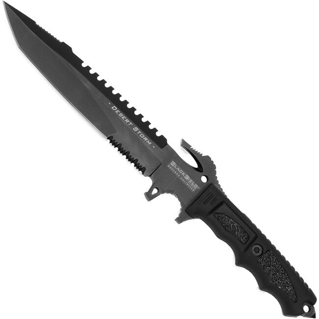BlackField Desert Storm Messer mit Wellenschliff, schwarz
