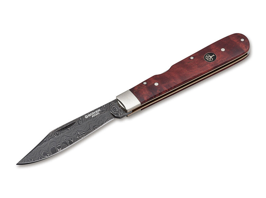 BÖKER Damast Jahresmesser 2020 jubiläumstaschenmesser 8 cm, damast, birkenholz