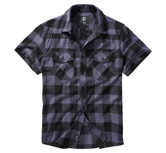 Brandit Check kurzarmhemd, schwarz/grau