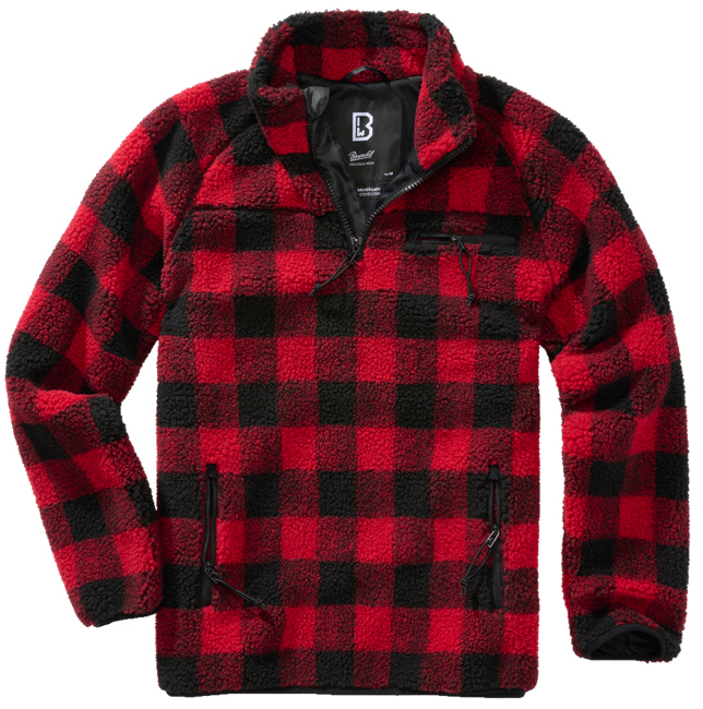 Brandit Teddyfleece Troyer fleecejacke, rot/schwarz