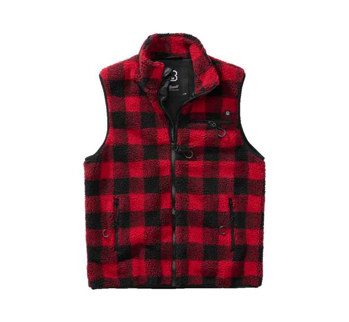 Brandit Teddyfleece fleeceweste, rot/schwarz
