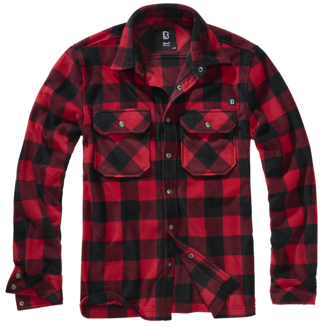 Brandit Jeff Fleece langarmshirt, rot/schwarz