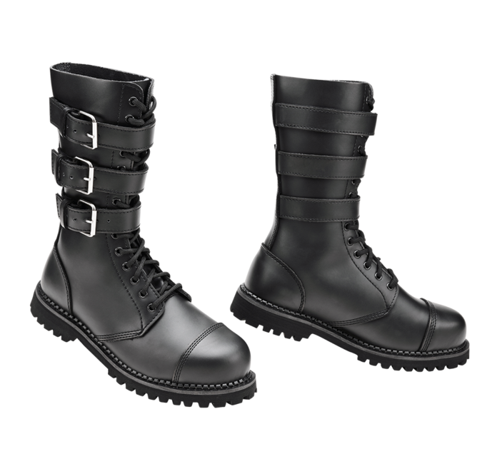 Brandit Phantom Lederstiefel mit Schnallen, schwarz