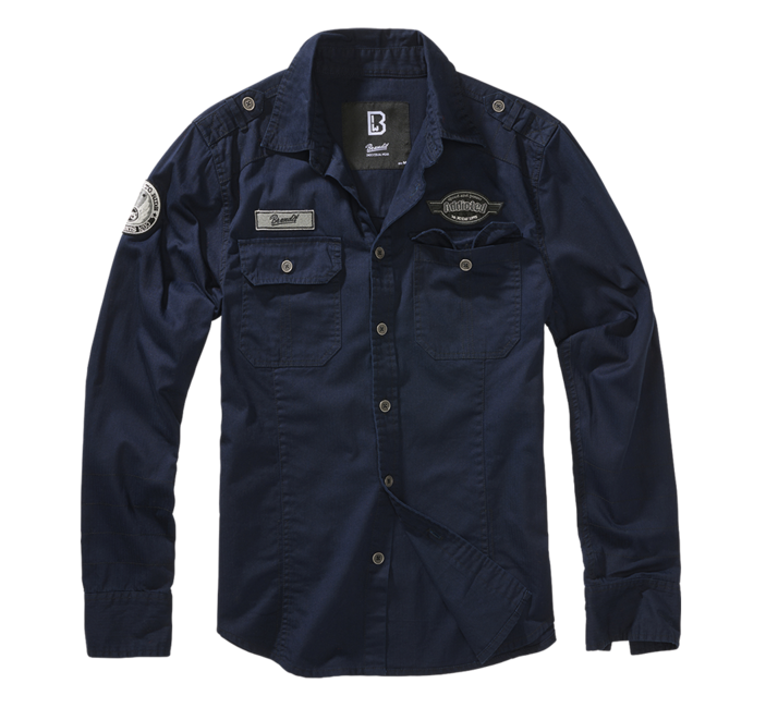 Brandit Luis Vintage langarmhemd, marineblau
