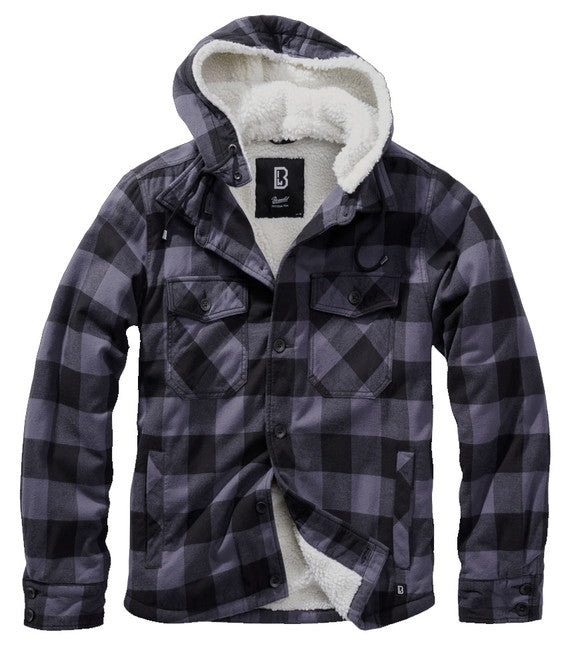 Brandit Lumberjacke mit kapuze, schwarz-grau