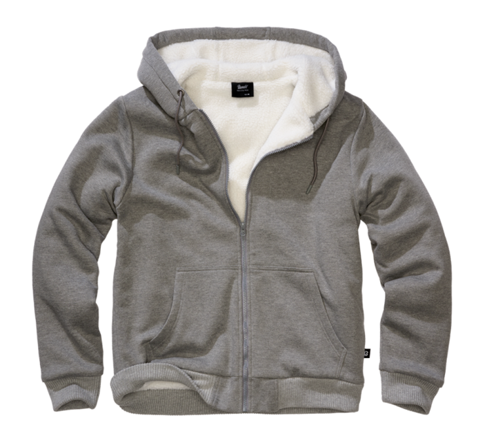 Brandit Sweatjacket Teddylining herren Kapuzenpullover mit warmem Futter, dunkelgrau melange