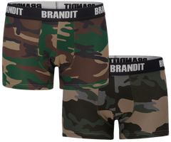 Brandit ανδρικά μποξεράκια σετ 2 τεμ., Woodland-darkcamo