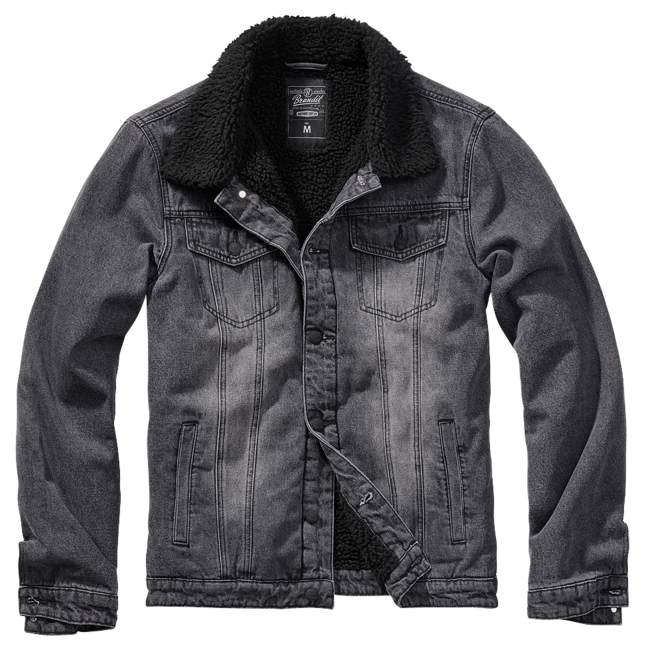 Brandit Sherpa denim jacket with fur, black