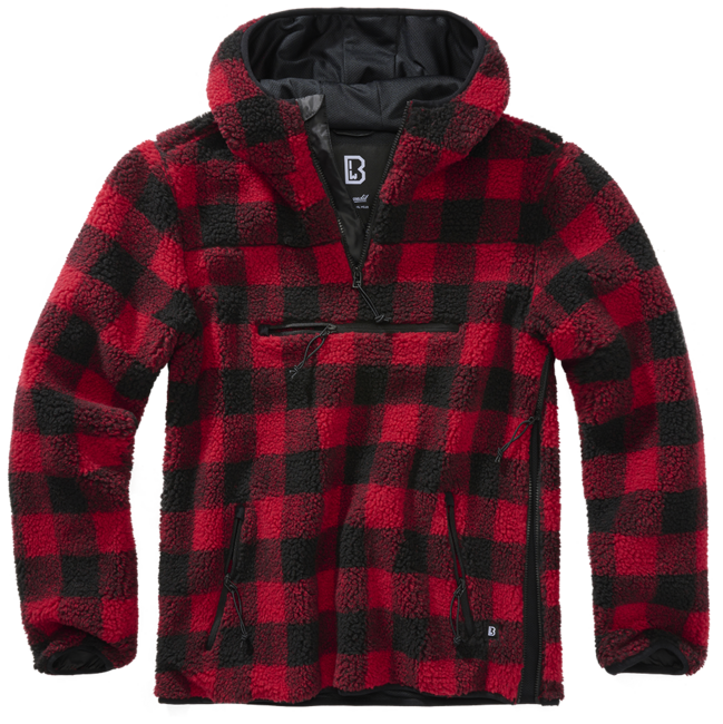 Brandit Teddyfleece Worker pullover, red/black