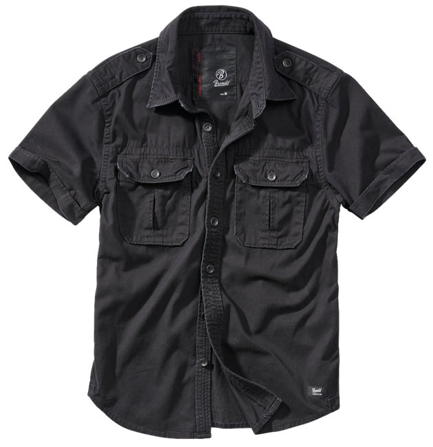 Brandit Vintage herrenhemd mit 1/2-Kurzarm, schwarz