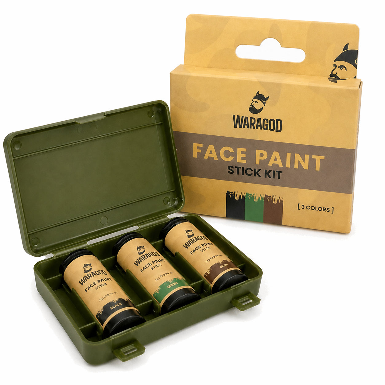 WARAGOD Tarnschminke im Stift – Set, 3 Farben