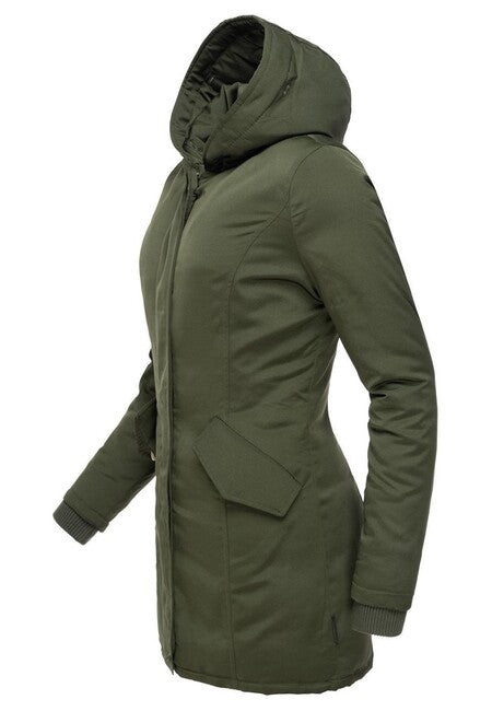 Marikoo Karmaa damen-winterjacke mit kapuze, oliv