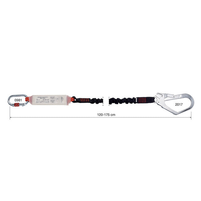 Camp Shock Absorber Rewind Single Sicherheitsseil mit Falldämpfer und Stahlhaken 120 - 175 cm