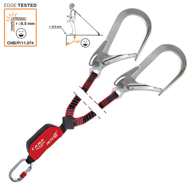 Camp ReTexo Rewind Double sicherheitsgurt mit falldämpfer und elastischen seilen 130 - 190 cm