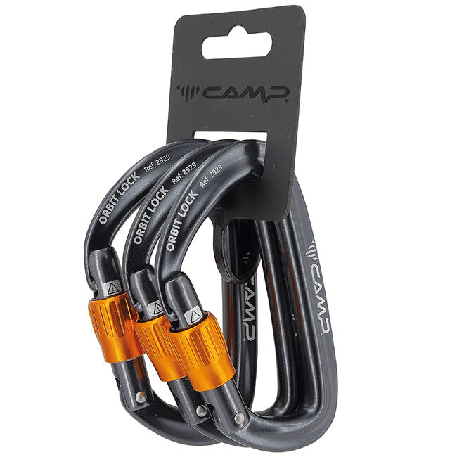 Camp Orbit Lock karabinerhaken mit schraubverschluss 3er pack, gun metal