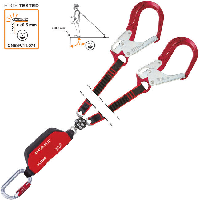 Camp ReTexo Gyro Rewind dampf-falldämpfer mit bügel, elastischen schnüren und sicherheitshaken 105 - 145 cm