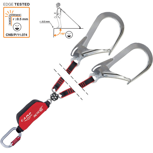 Camp ReTexo Gyro Rewind dampf-falldämpfer mit bügel, elastischen schnüren und sicherheitshaken 115 - 155 cm