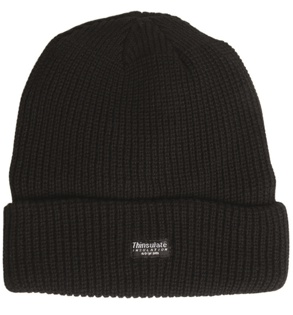 Mil-Tec Thinsulate™ gefütterte Strickmütze, schwarz