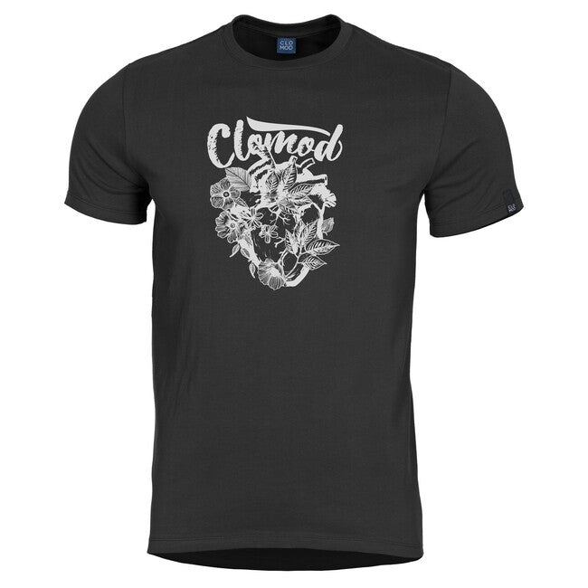 CloMod kurz T-Shirt Flower Heart, schwarz