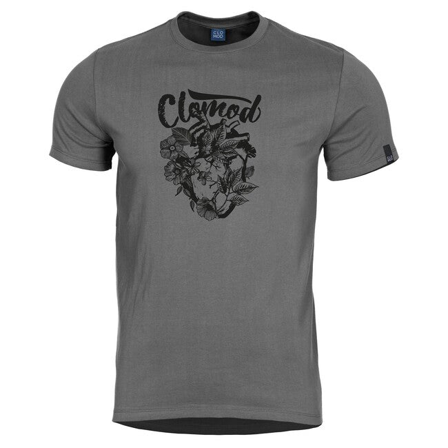 CloMod kurz T-Shirt Flower Heart, grau