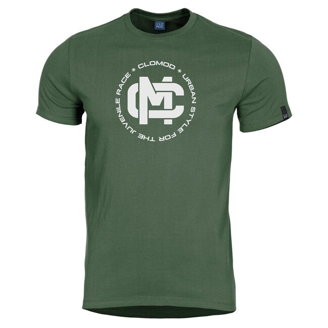 CloMod kurz T-Shirt Initials, oliv