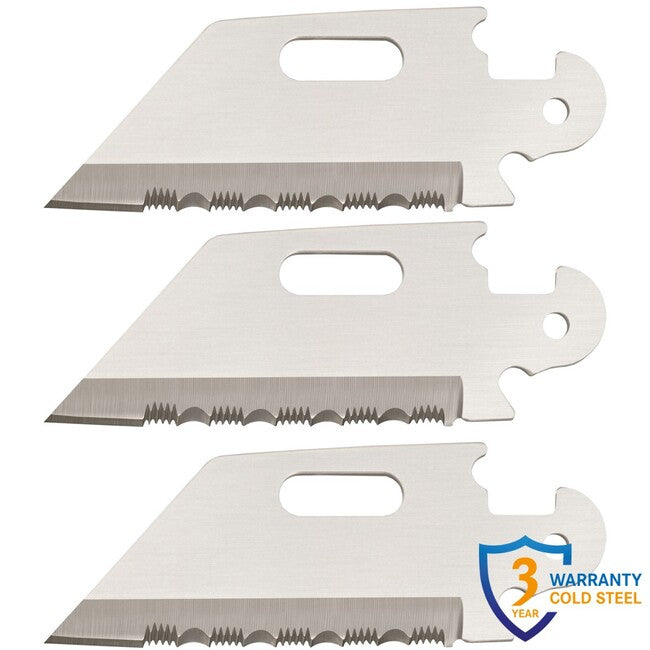 Cold Steel Click N Cut schließmesser (3er-Pack Utility Klingen mit Wellenschliff)