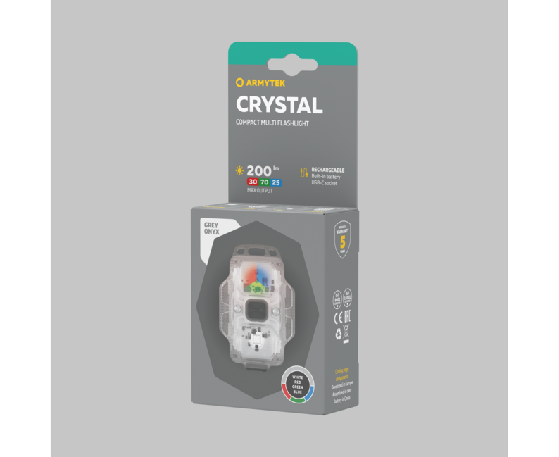 ArmyTek F07102G transparente tragbare LED-Leuchte, Crystal Grey