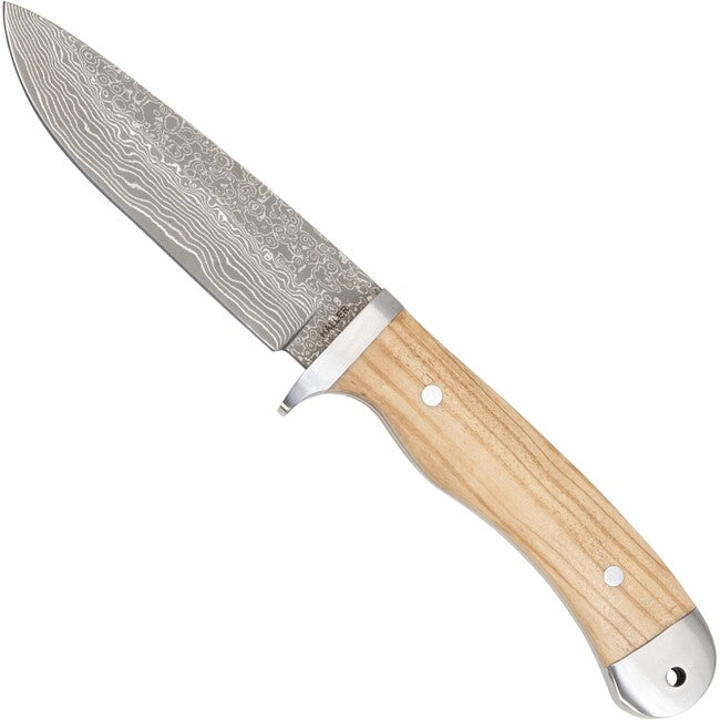 Haller Damast Survival Messer mit Damaststahl damast olivenholz