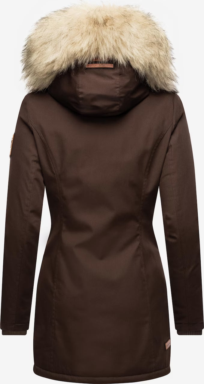 Navahoo Cristal damen Winterjacke mit Kapuze und Fell, dark choco