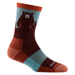Darn Tough Bear Town Micro Crew Lightweight Wandersocken mit Dämpfung, Burgundy