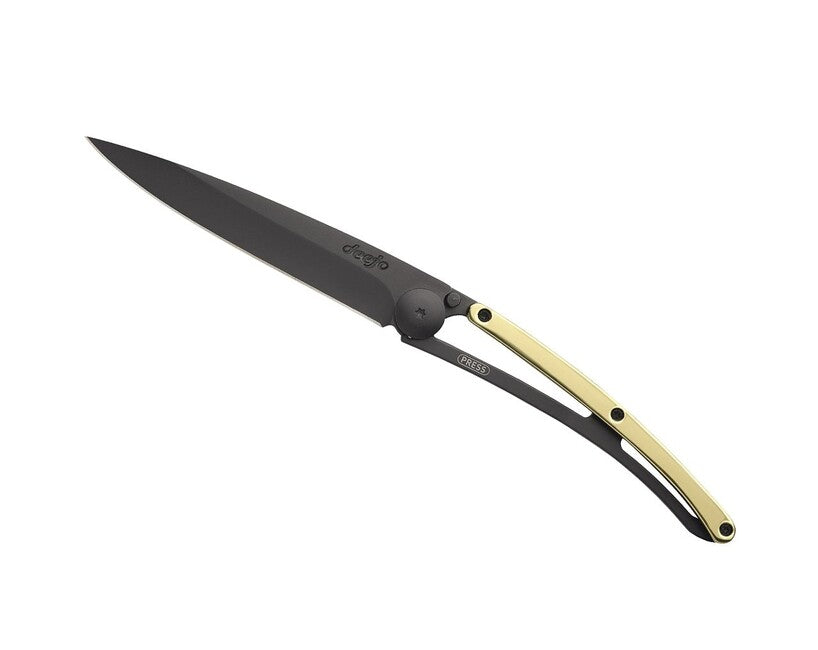 Deejo Schließmesser GOLD schwarz 23kt Gelbgold