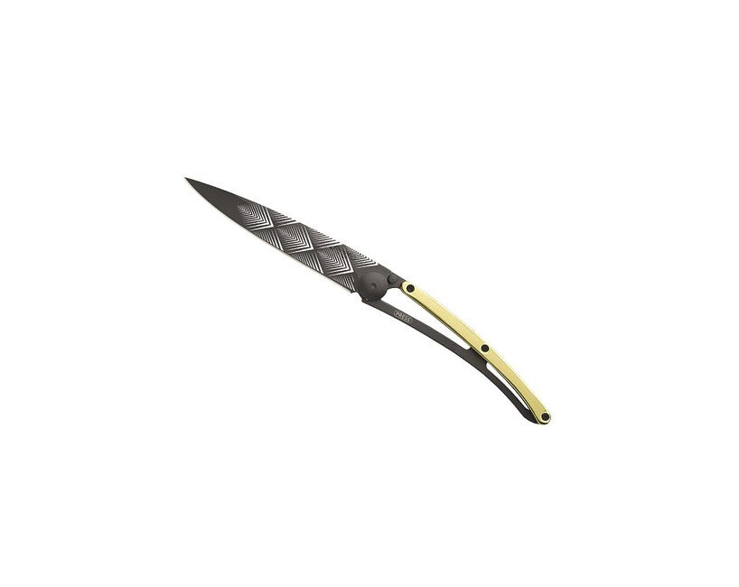 Deejo Tattoo Schließmesser 23kt gelbgold art deco