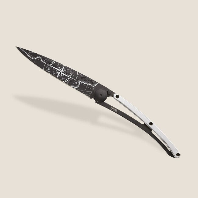 Deejo Tattoo Schließmesser 9kt Weißgold Terra Incognita, gold