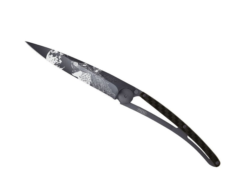 Deejo Tattoo Schließmesser black carbon howling